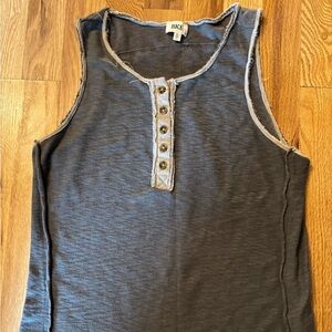 BKE Charcoal Sleeveless Tank Top with Button Detail